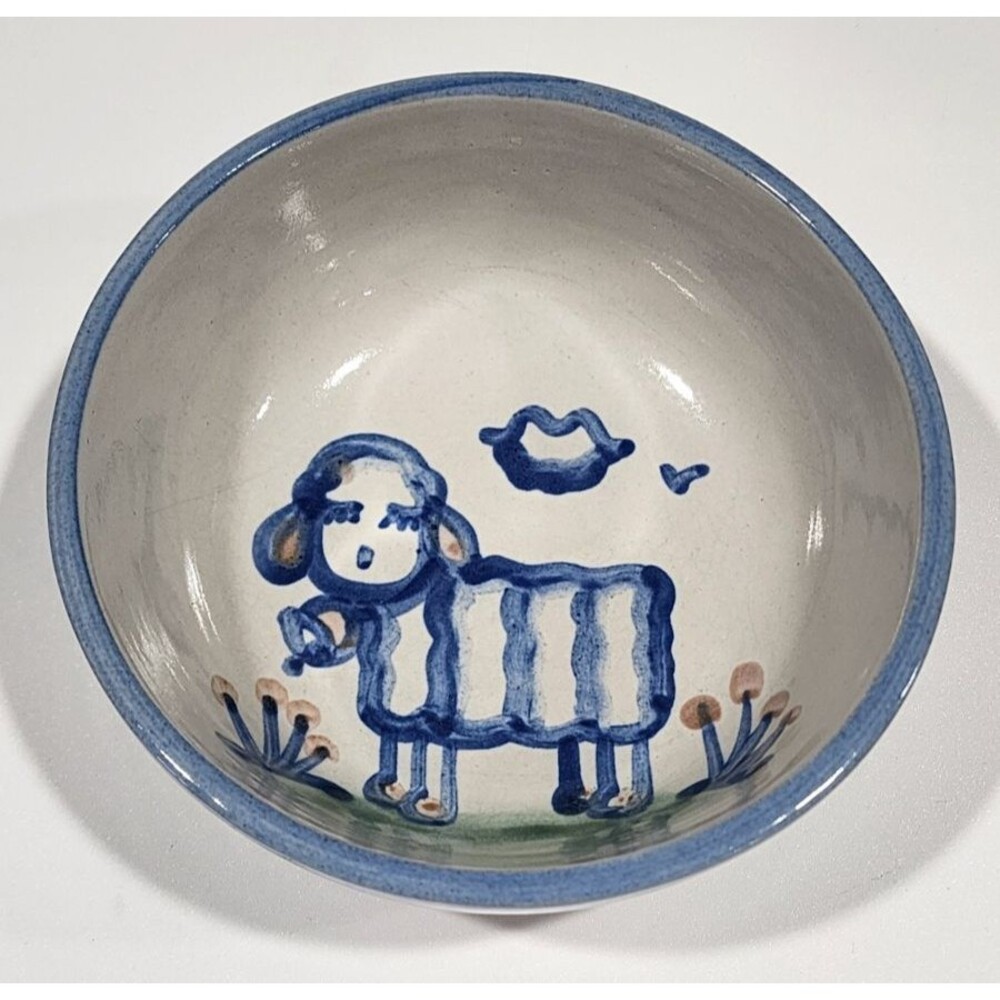 Vtg M A Hadley Lamb Sheep Art Pottery Small Bowl 5 1/2"